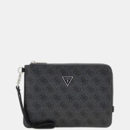 Guess Men Black Printed PU Pouch Wallet-16