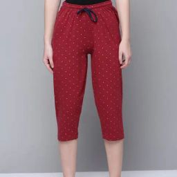Kryptic Maroon Cotton Regular Fit Printed Capri-image-11