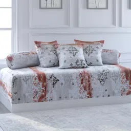 Swayam Veda Grey & Brown Cotton 144 TC, Diwan Set of 6-image-44