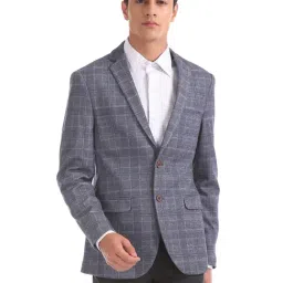 Arrow Blue Slim Fit Checks Blazer-picture-45