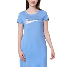 Soie Blue Graphic Print Night Dress-picture-21