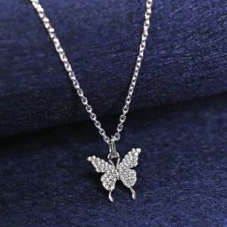 Clara 925 Silver Platinum Plated Swiss Zirconia Fia Butterfly Pendant Chain Necklace Gift for Women-image-72