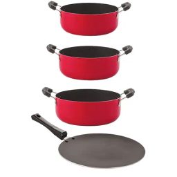 Nirlon Non-Stick Red Aluminium Cookware Set of 4 Pieces-image-12