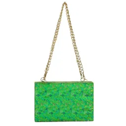 Tarini Nirula Green Fabric Box Clutch-19