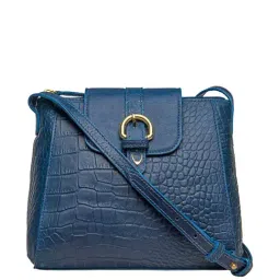 Hidesign Blue Textured Medium Sling Handbag-image-42