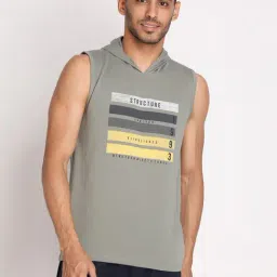 Chkokko Pastel Green Regular Fit Printed Hooded T-Shirt-image-21