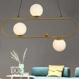 Homesake April in Paris Golden & White Metal 3-In-1 Pendant Light With Frosted Glass-image-87