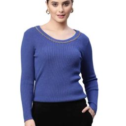 Global Republic Blue Round Neck Pullover-image-95