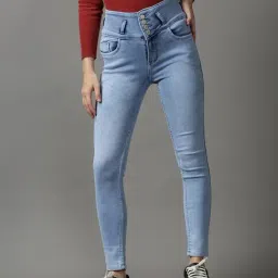 SHOWOFF Blue Solid High Rise Jeans-image-44