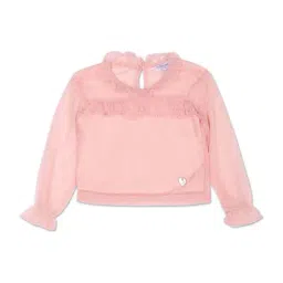 U.S. Polo Assn. Kids Pink Embellished Full Sleeves Top-picture-0