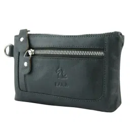 Kara Dark Green Solid Leather Wristlet-13