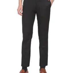 Arrow Black Slim Fit Flat Front Trousers-picture-33
