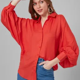 Style Quotient Orange Regular Fit Shirt-image-7