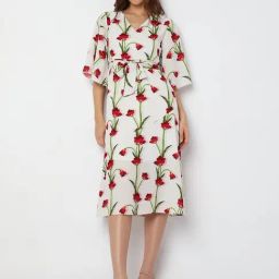 Vero Moda White Floral Print Wrap Dress-image-99