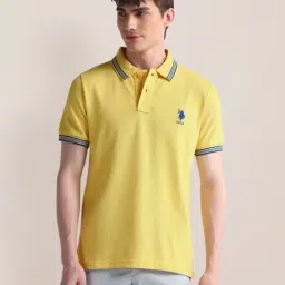 U.S. Polo Assn. Yellow Cotton Slim Fit Polo T-Shirt-picture-10