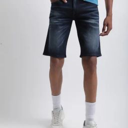 Iconic Men Washed Regular Fit Cotton Shorts-image-30