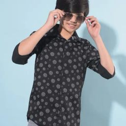 Crimsoune Club Kids Black Printed Full Sleeves Shirt-image-91