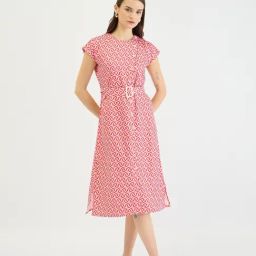 Elle Pink Printed Dress-image-6