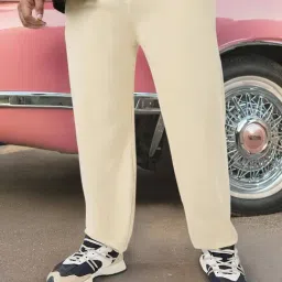 Bewakoof Beige Blended Relaxed Fit Solid Plus Size Joggers-image-50