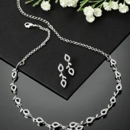 Panash Rhodium Plated Stones Studded Jewellery Set-13