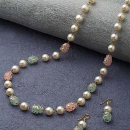Panash Gold Plated Stones & Beads Studded Jewellery Set-89