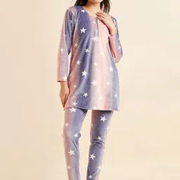 Sweet Dreams Blue Polyester Regular Fit Pyjama Set-picture-4
