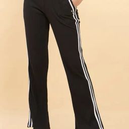 FEMEA Black Cotton Blend Striped Trackpants-picture-46