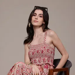Label Ritu Kumar Floral Print Fit & Flare Midi Dress-image-13