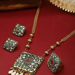 Panash Gold Plated Stone Studded Jewellery Set-42