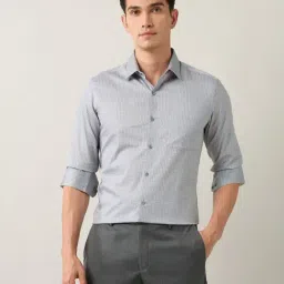 Arrow Grey Cotton Slim Fit Printed Shirt-image-43