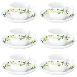 Larah by Borosil Cripper Ceramic Opalware Cup and Saucer Set of 12 140ml-15