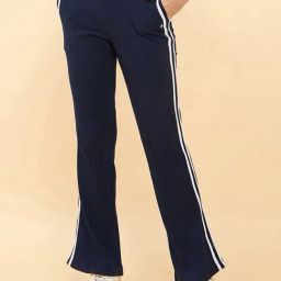 FEMEA Navy Cotton Blend Striped Trackpants-picture-35