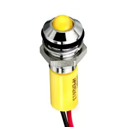 RS PRO Yellow Panel Mount Indicator 24V DC, Mounting Hole Size 8 mm, Termination Type Lead Wires, IP Rating IP67, Model No 2494347-28