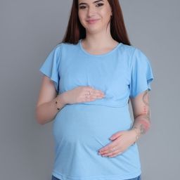 mama & bebe Women Solid Round Neck Maternity Feeding T-shirt with Concealed zipper-image-65