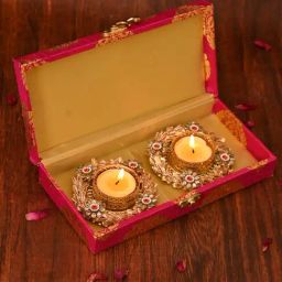 Aapno Rajasthan Pink Metal Basic Candle holder-41