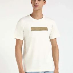Calvin Klein Jeans Off White Cotton Regular Fit T-Shirt-image-94