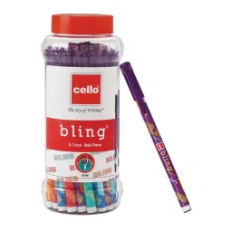 Cello Bling Ball Pen Cap Closure Type Blue Ink, 8907234510157 (Pack of 25)-116