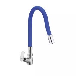Jabra Single Flow Swan Cock Leaf Series Brass Chrome Finish Deck Mount Blue-image-46
