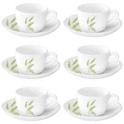 Larah by Borosil White Ceramic Opalware Cup and Saucer Set of 12 140ml-image-30