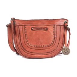 KOMPANERO Cognac Lucy Textured Medium Leather Cross Body Bag-image-7