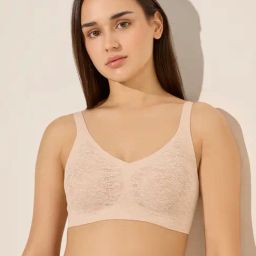 Wunderlove by Westside Beige Floral Lace-Design Invisible Padded Bra-image-81