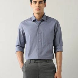 Arrow Grey Cotton Slim Fit Texture Shirt-image-76