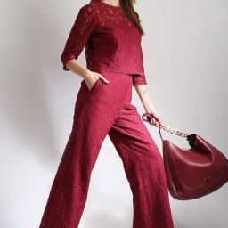 Vero Moda Maroon Self Design High Rise Pants-image-90
