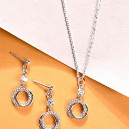 Clara 925 Silver Platinum Plated Swiss Zirconia Circle of Joy Jewellery Set Gift for Women-image-36