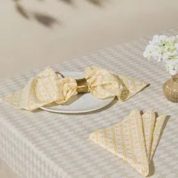 Fabindia Yellow Hamza Printed Napkin Set of 6-picture-22