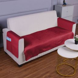 HOKIPO Maroon 3 Pieces Self Design 1 Seater Seat Mat with Arms-11