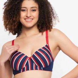 Clovia Blue Geometric Print Full Coverage T-Shirt Bra-image-27