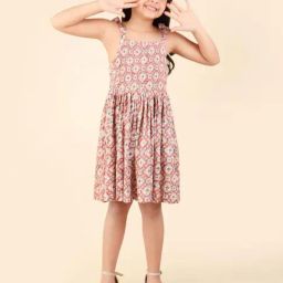 Fabindia Kids Brown Cotton Printed Dress-picture-7