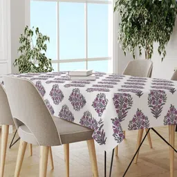 Trance Home Linen Mauve Cotton 4-Seater Table Cover-30