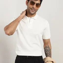 NOBERO Men Solid Polo Collar Cotton T-shirt-image-14